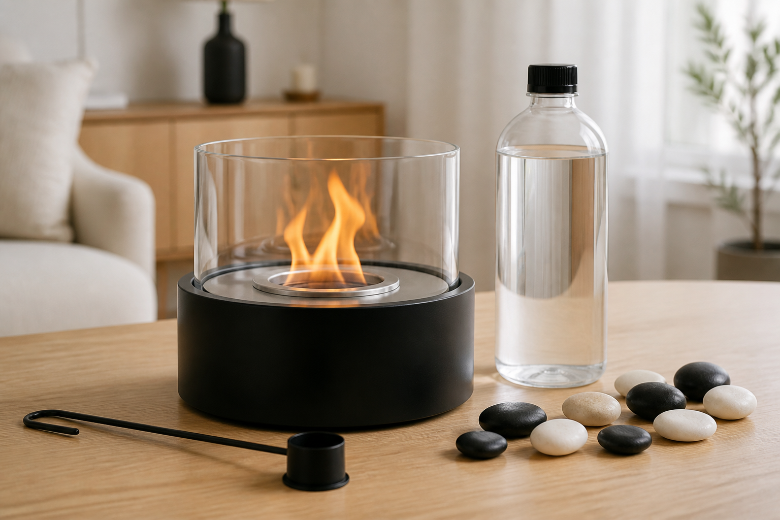Bioethanol Kamin Set mit Brennstoff und Zubehör